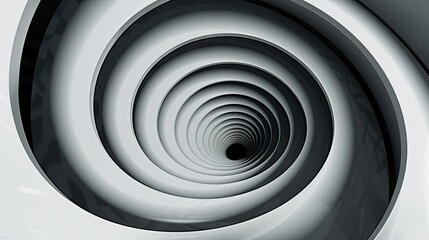 Fototapeta premium Minimalist geometric spiral with a monochromatic palette, forming an abstract illusion