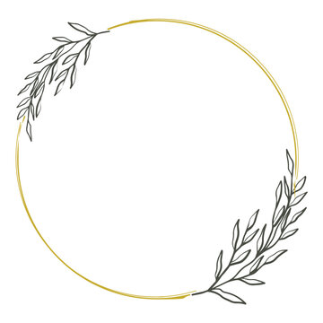 recommend clip art: Round floral wreath frame with hand drawn flowers and leaves decoration