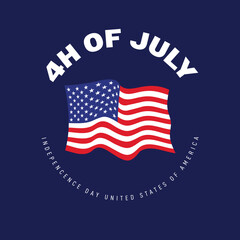 4th of July concept poster background. Independence day of United States of America with USA flag