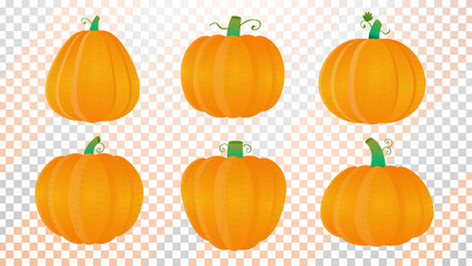 Set Pumpkins Flat Design Premium Vector