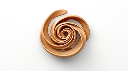 3D rendering of a rose made of intertwined caramel. Isolated on white background.