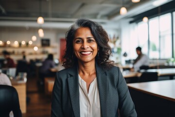 Smiling portrait of a senior Indian businesswoman in office