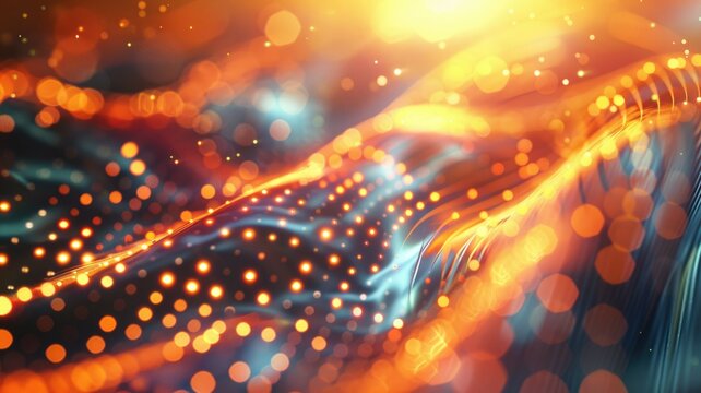 An Abstract Orange and Black Digital Art Piece Featuring a Fusion of Dots and Lines. AIG53M