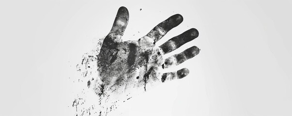Black handprint of five fingers on a white background symbolizing creativity and expression