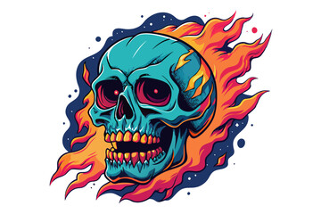 skull rock style vector illustration