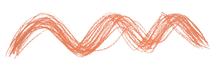 Orange pencil strokes isolated on transparent background.