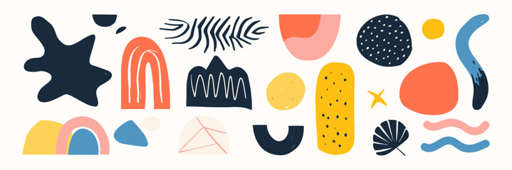 Set of abstract organic shape. hand drawn doodle art. vector blob