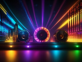 Background equalizer for music, colorful disco lights twinkling, celebration party, night music, DJ, 