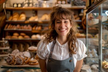 Portrait of a happy female pastry shop owner