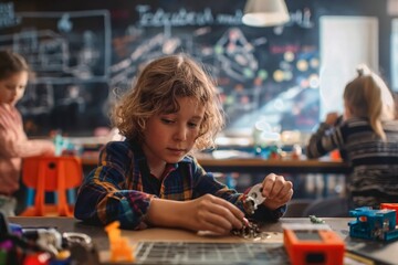 Little boy at school having a technique lesson