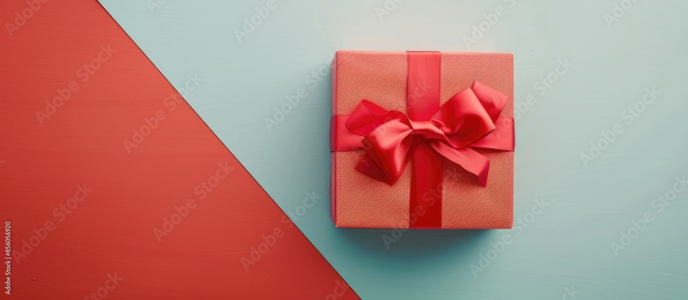 Aufkleber red gift box with cap on isolated pastel background. with copy space image. place for adding text or