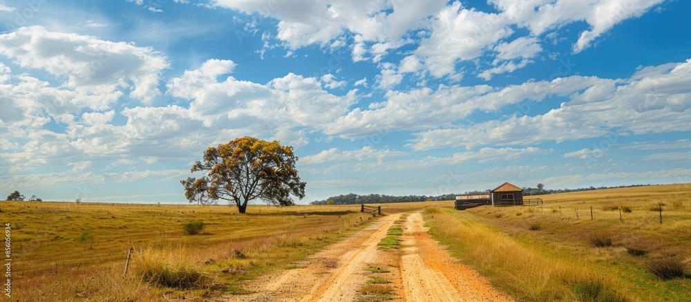 Poster Remote farm in the Australian outback. Copy space image. Place for adding text or design