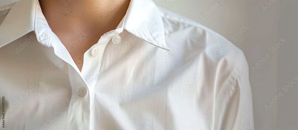 Poster white shirt, taken with the collar close up. with copy space image. place for adding text or design