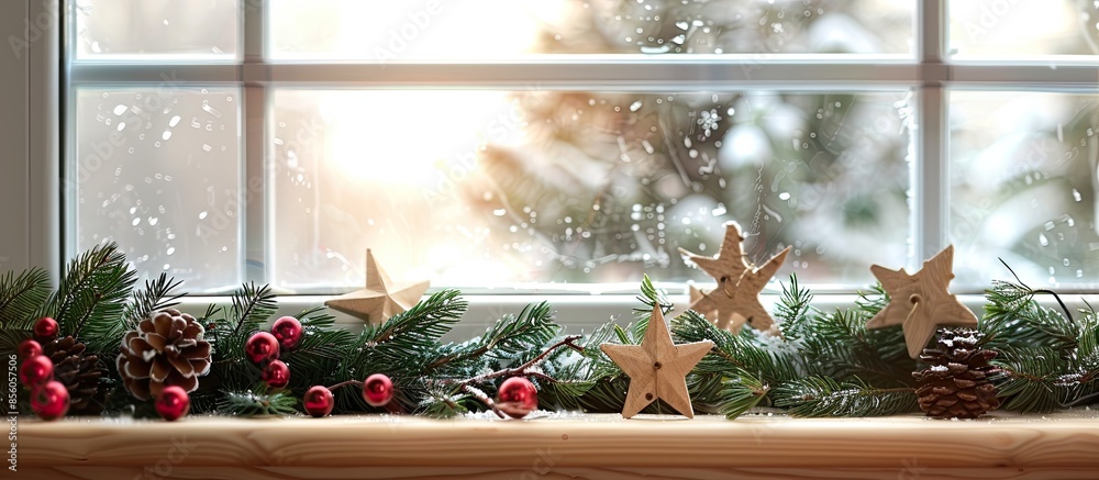 Poster Swedish Christmas decoration in a windowsill. with copy space image. Place for adding text or design