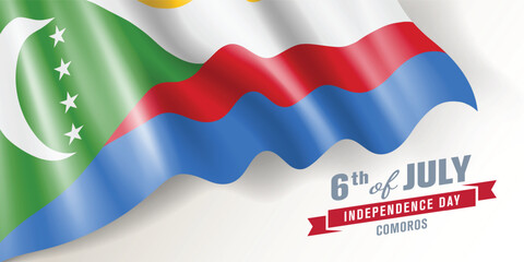 Comoros independence day vector banner, greeting card.