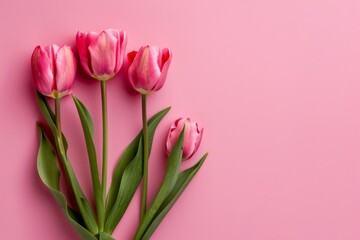 Pink Tulips on Pink Background