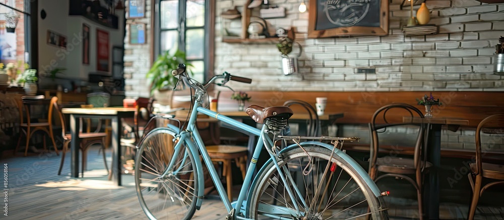 Poster bicycle in cafe. with copy space image. Place for adding text or design