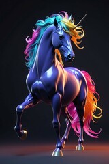 horse illustration. Stunning colourful fine art horse with flowin illustration 