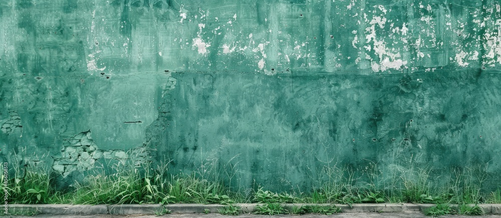 Poster green cement wall background with free space for text. with copy space image. place for adding text 