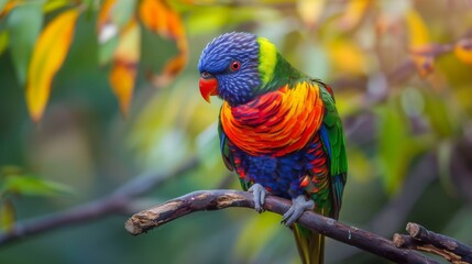 Rainbow Lorikeet Perched on a Branch