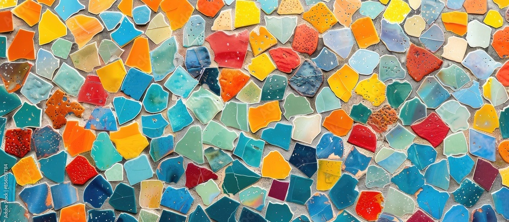 Poster Mosaic background colorful tiled, walls, floors and walkways. with copy space image. Place for adding text or design