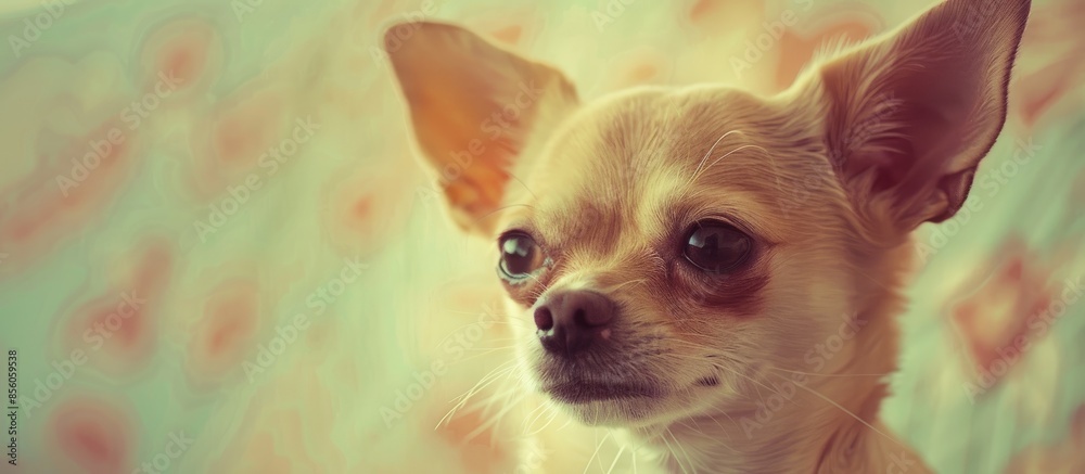 Aufkleber a photo of a tiny cute chihuahua done with a vintage retro instagram filter. with copy space image. Place for adding text or design
