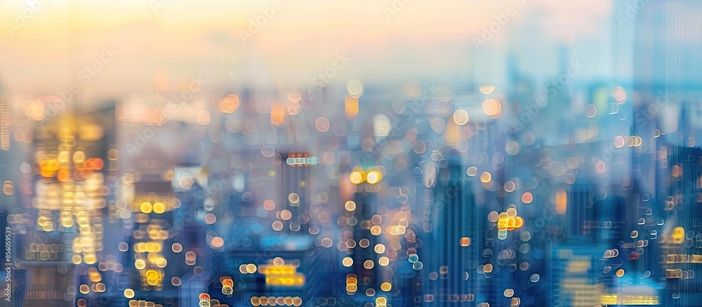 Poster blurred image of metropolis, homes, buildings, apartments and bokeh from lens melting for wallpaper,