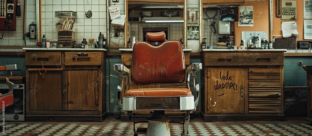 Poster Empty barbershop. with copy space image. Place for adding text or design