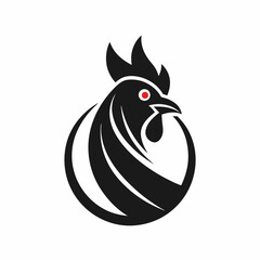 Black and white chicken illustration