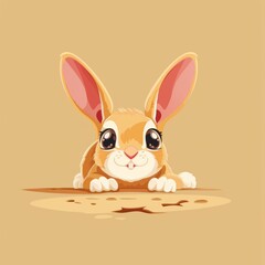 Obraz premium Flat vector illustration of bunny rabbit