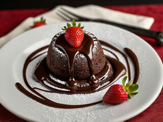 Strawberry on molten lava Brownie