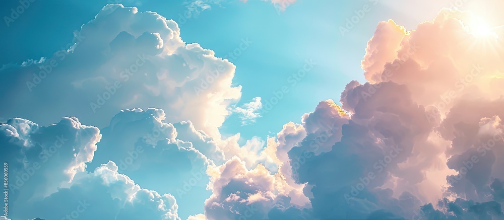 Poster Fantastic pretty sparkling sky and clouds. Copy space image. Place for adding text or design