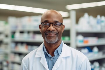 Fototapeta premium Portrait of a middle aged male pharmacy worker