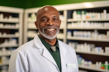 Fototapeta premium Portrait of a middle aged male pharmacy worker