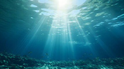 Obraz premium Dark blue ocean surface seen from underwater
