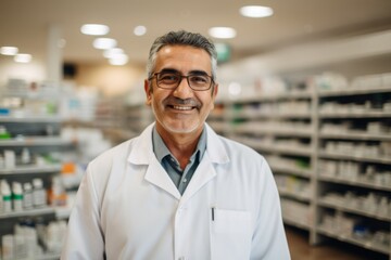 Portrait of a middle aged male pharmacy worker