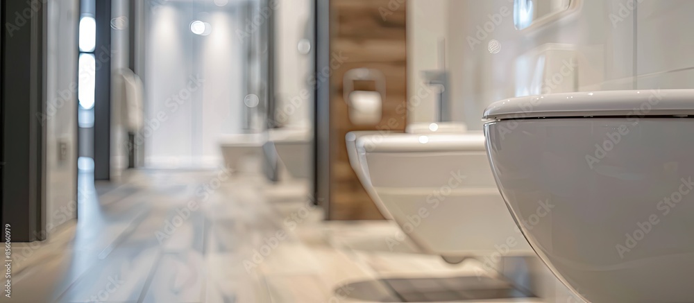 Poster Abstract blur and defocused bathroom and toilet interior for background. with copy space image. Place for adding text or design