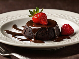 Strawberry on molten lava Brownie