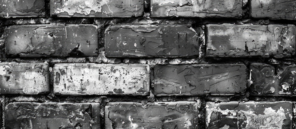 Poster Black and white brick wall texture background or wallpaper abstract paint to flooring and homework . with copy space image. Place for adding text or design