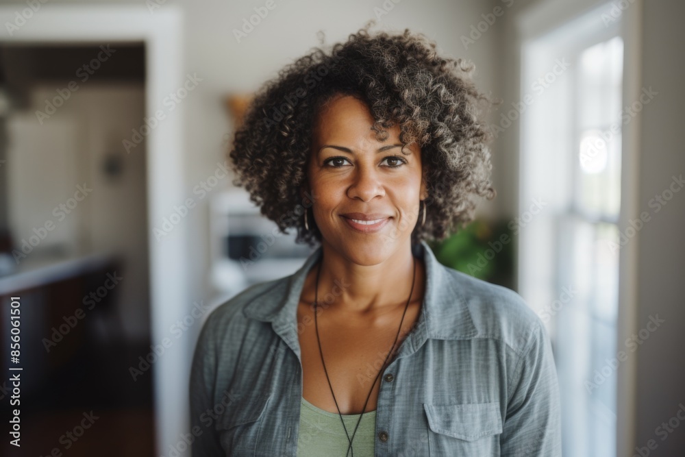 Poster Portrait of a middle aged body positive African American woman