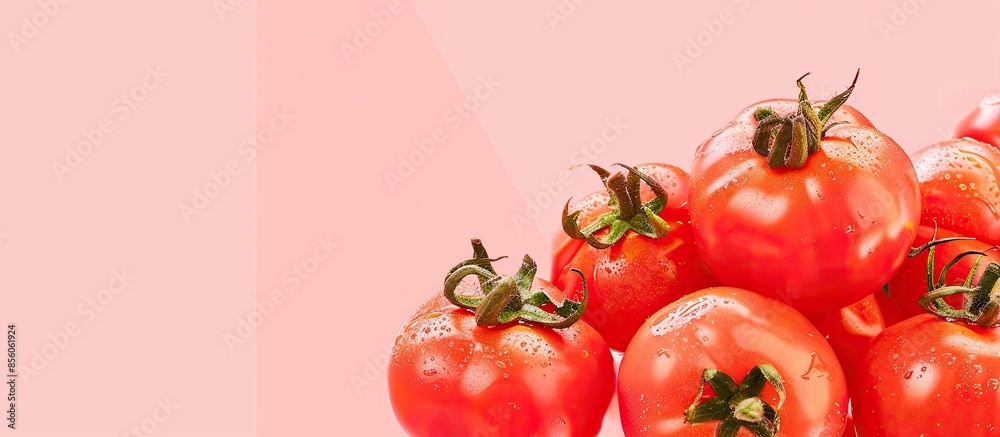 Aufkleber red tomatoes can be used as background pastel background. with copy space image. place for adding te
