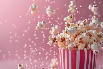 Popcorn Explosion On Pink Background