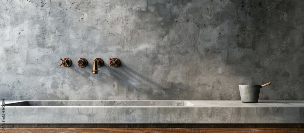 Aufkleber Faucetc and cement sinks. with copy space image. Place for adding text or design