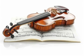 Fototapeta premium Violin resting on music sheets