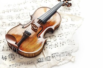 Fototapeta premium Antique Violin on Sheet Music