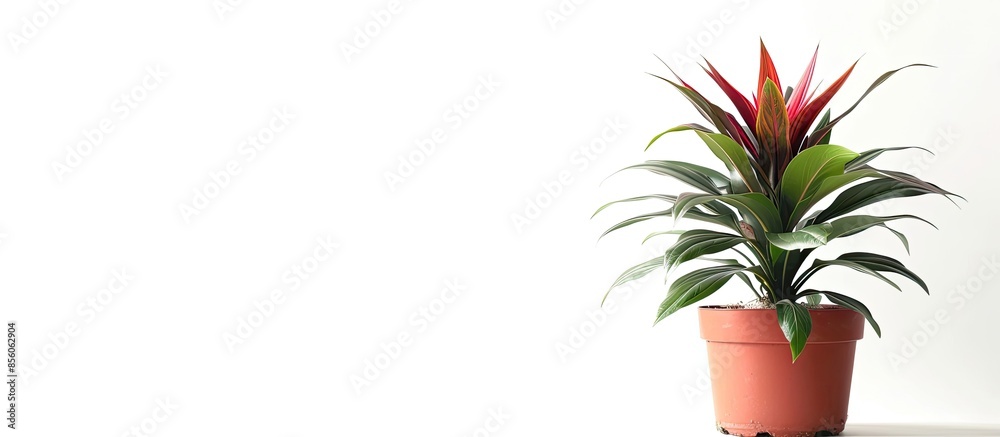 Aufkleber Picture of houseplant Rhoeo discolor in pot isolated on white background. with copy space image. Place for adding text or design
