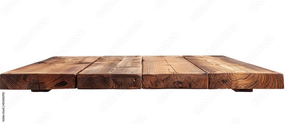 Wall mural Wooden table isolated on white background. with copy space image. Place for adding text or design