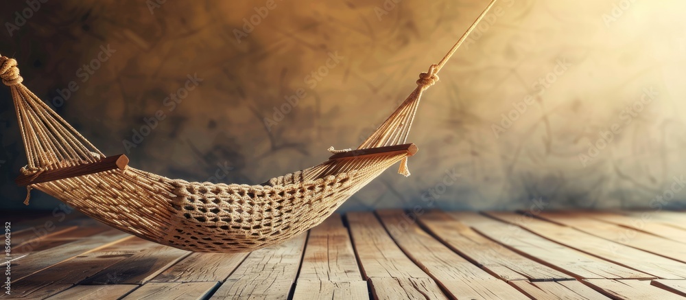Aufkleber Hammock on wood background. with copy space image. Place for adding text or design