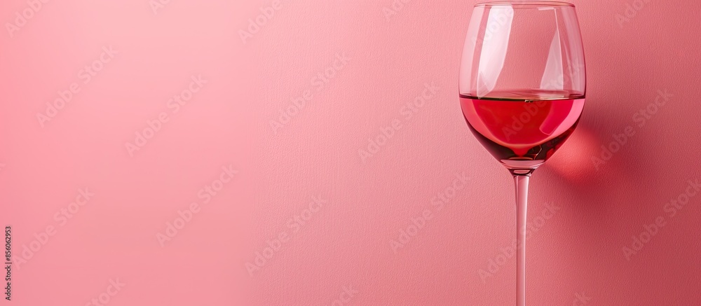 Poster Glass red wine red pastel background  Isolated  Wine. with copy space image. Place for adding text or design