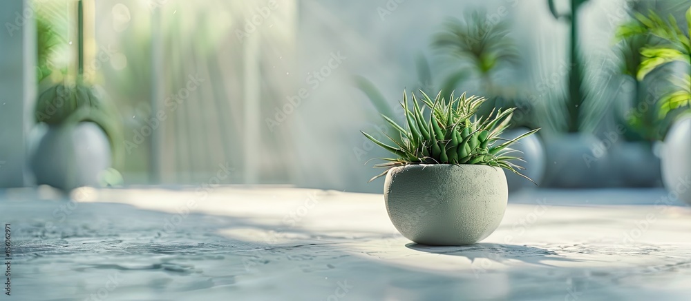 Poster cactus pot in the indoor garden . with copy space image. place for adding text or design